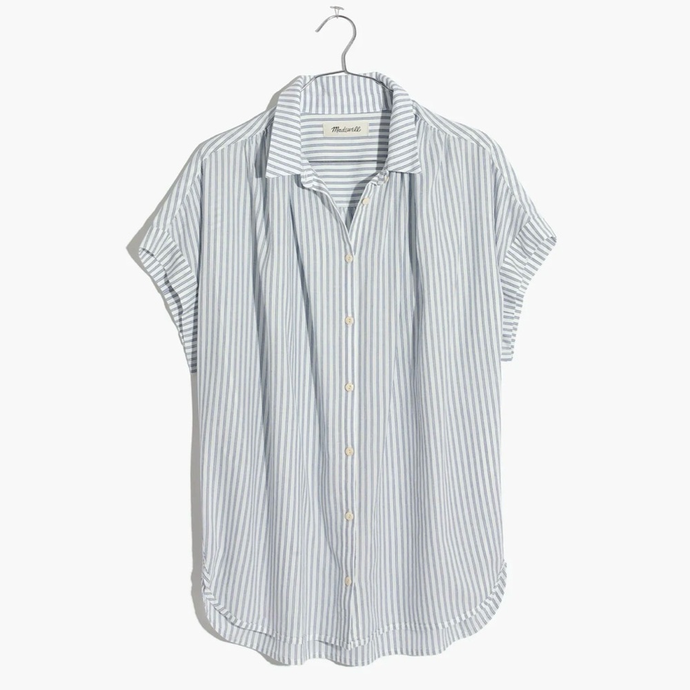 Madewell Light Blue Striped Short Sleeve Shirt